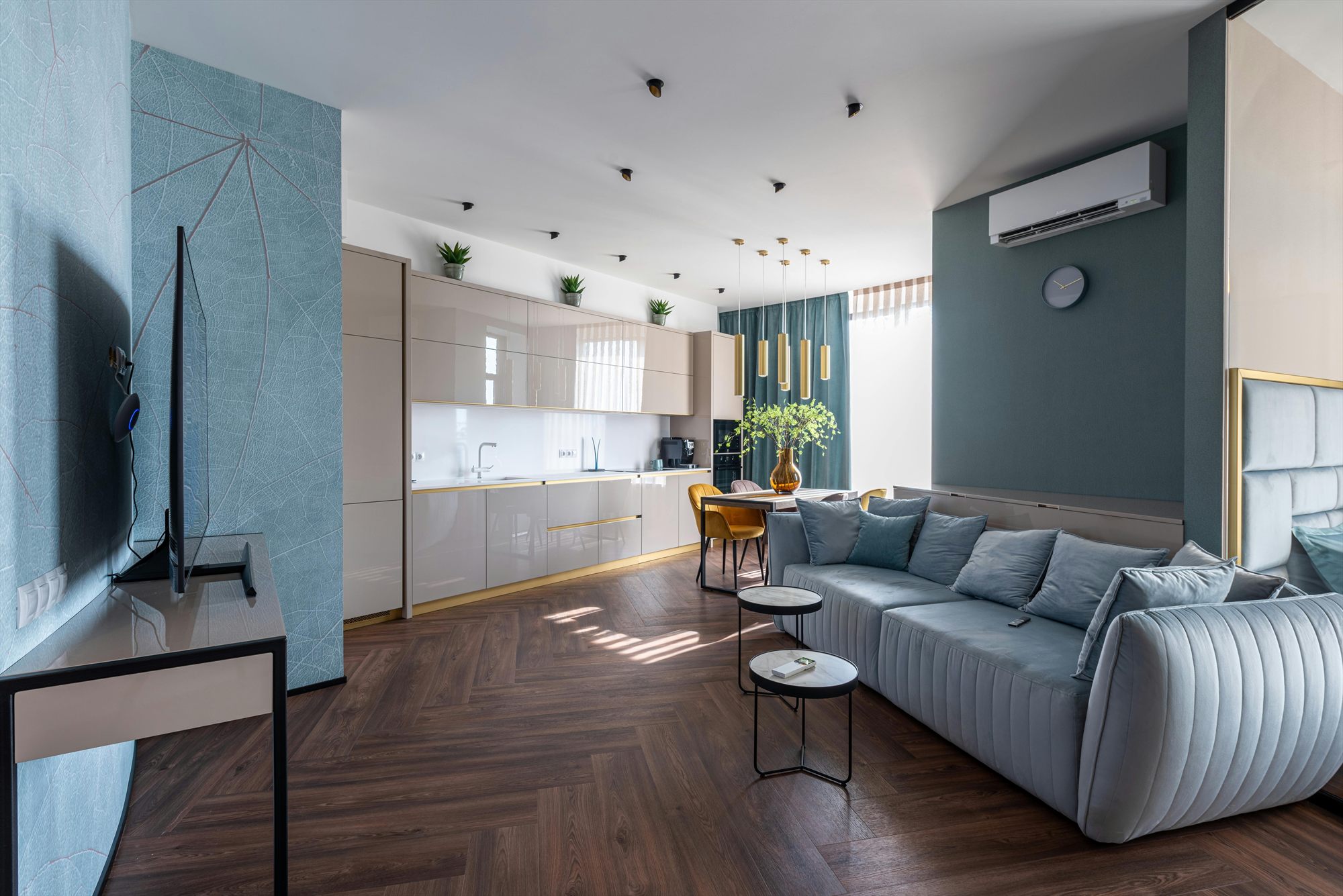 Séjour d'un appartement moderne meublé à Montpellier